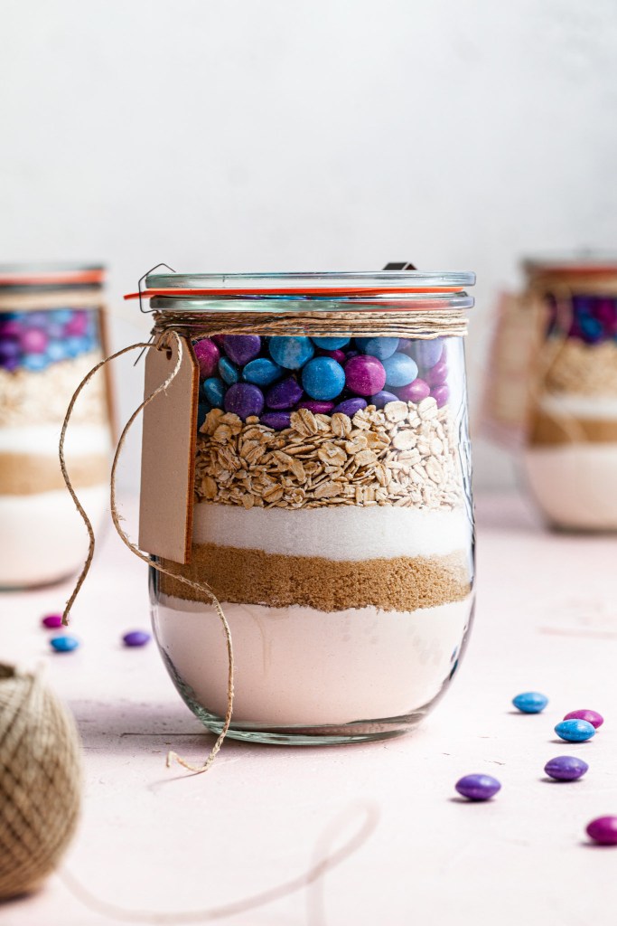 Vegan M&M Cookie Mix in a Jar - Crumbs & Caramel