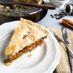 Slice of Vegan Tourtière Pie