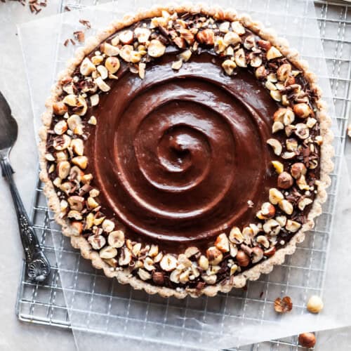 Chocolate Hazelnut Tart - Vegan with GF Option - Crumbs & Caramel