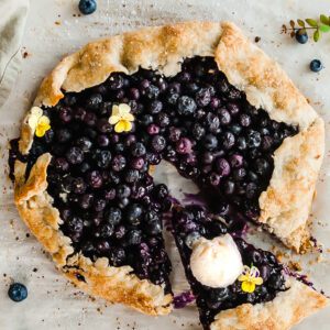 Vegena Blueberry Ginger Galette served with vegan ice cream
