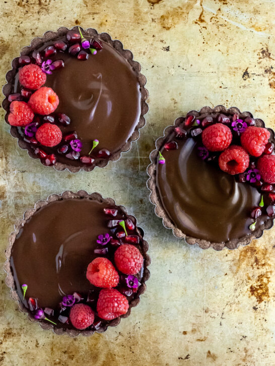 Vegan Chocolate Raspberry Dream Tarts