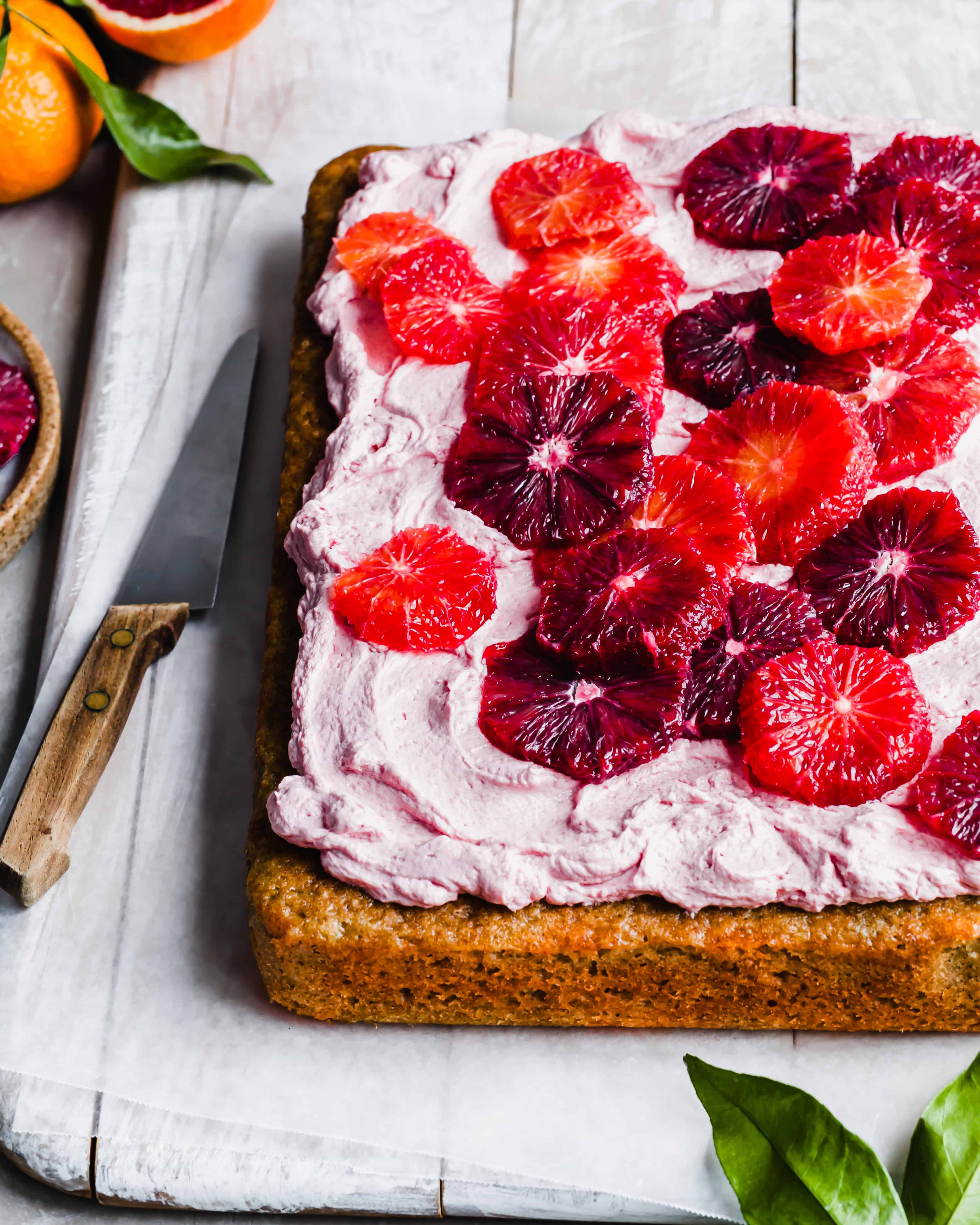 Vegan Citrus Cake With Blood Orange Frosting Crumbs Caramel