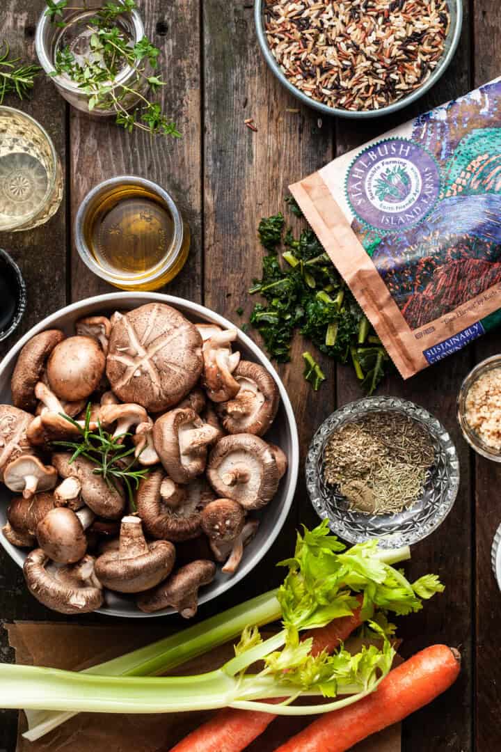 Creamy Vegan Mushroom Wild Rice Soup - Crumbs & Caramel